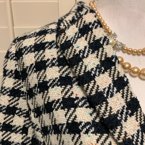 Talbots Petites Plaid White and Navy Jacket NWT 6P - Picture 3 of 8